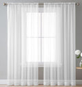 White Sheer Window Curtain Set – 63" Rod Pocket Panels (Set of 2)