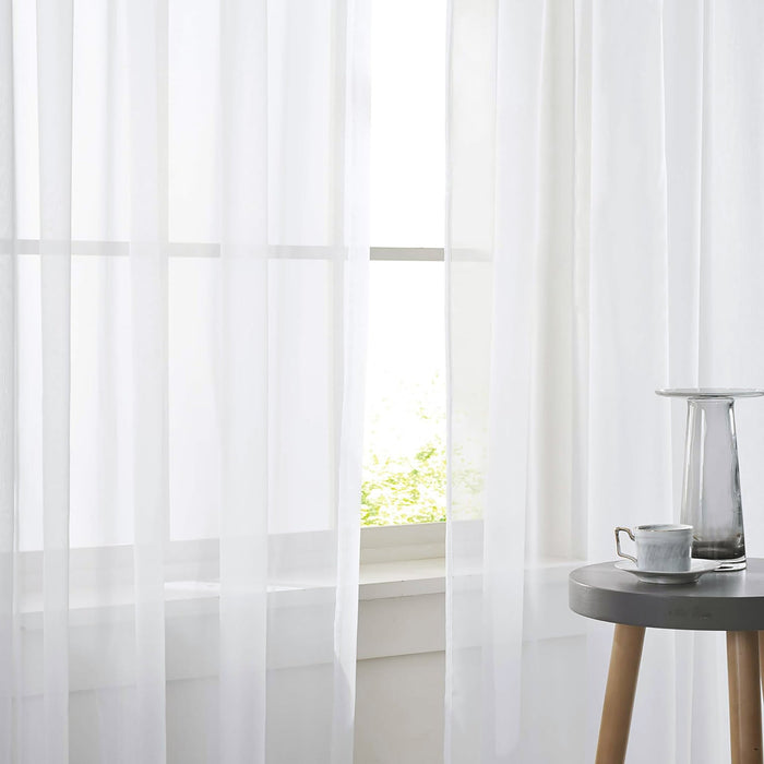 White Sheer Window Curtain Set – 63" Rod Pocket Panels (Set of 2)