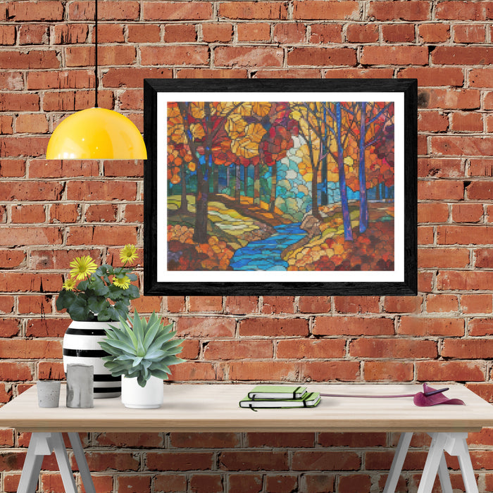 Winding River Through Autumn Forest