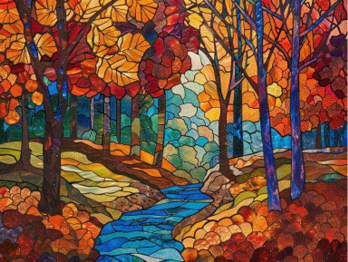 Winding River Through Autumn Forest