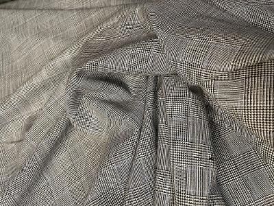 Wool Plaid Suiting - Off White / Black / Baby Blue