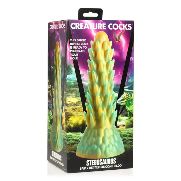 Stegosaurus Spiky Silicone Dildo - Green