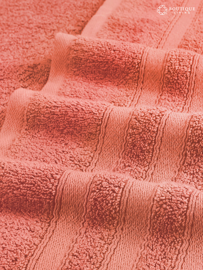 Zen Living Cotton Bamboo 550 GSM Bath Towel - Dark Dahlia (Peach) (Pack of 1)