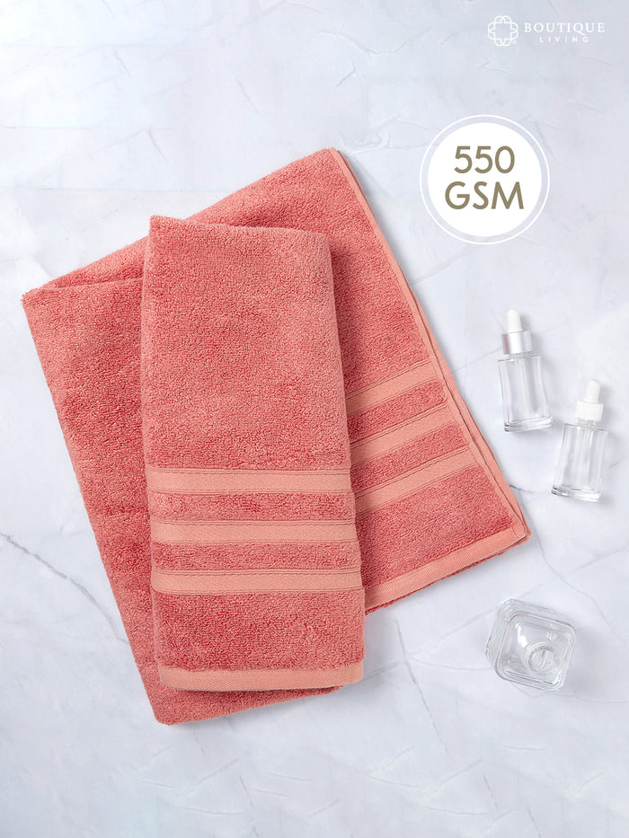 Zen Living Cotton Bamboo 550 GSM Bath Towel - Dark Dahlia (Peach) (Pack of 1)