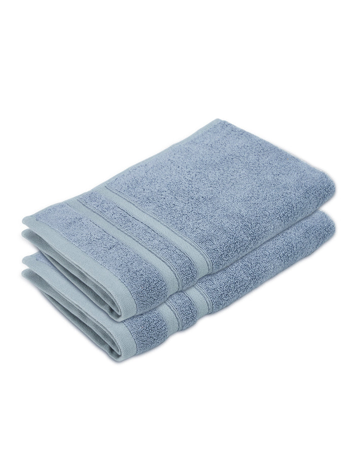 Zen Living Cotton Bamboo 550 GSM Blue Hand Towels (Pack of 2) - Zero Twisted Technology