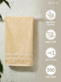 Zen Living Cotton Bamboo 550 GSM Cream Hand Towels (Pack of 2) - Zero Twisted Technology
