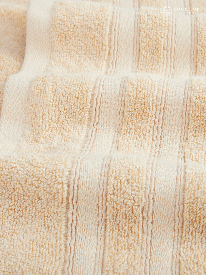Zen Living Cotton Bamboo 550 GSM Cream Hand Towels (Pack of 2) - Zero Twisted Technology